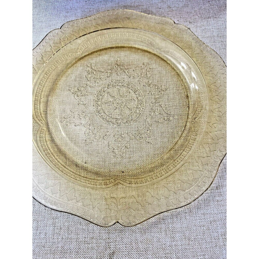 Vintage Federal Depression Glass Dinner Plate Spoke Amber Yellow 11" Replacement